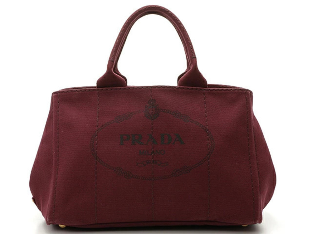 Prada handbag Canapa Bordeaux Purple Brown canvas